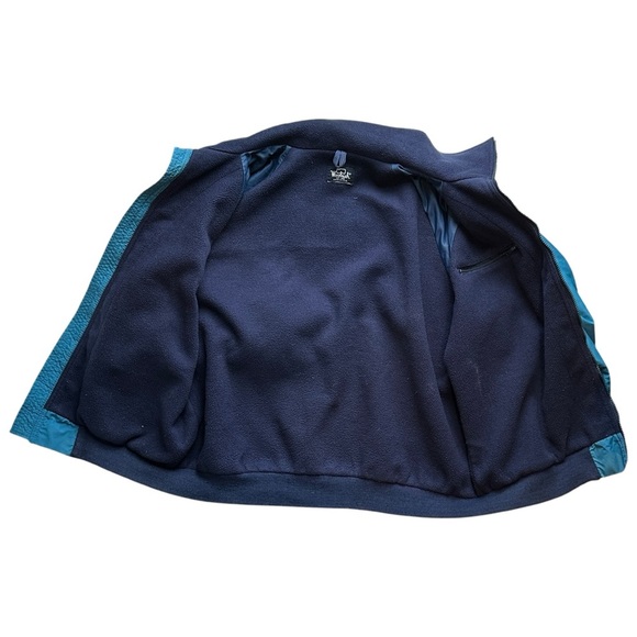 Vintage 1990s Woolrich Logo Patch Fleece-Lined Jacket Bright Blue Men’s XL - Picture 3 of 4